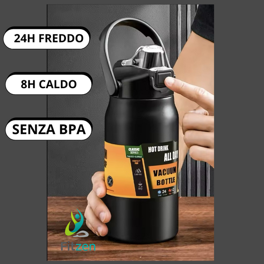 Borraccia Termica  in Acciaio Inossidabile con Cannuccia | Isolamento 24h Freddo/8h Caldo | Thermos Sportivo Portatile