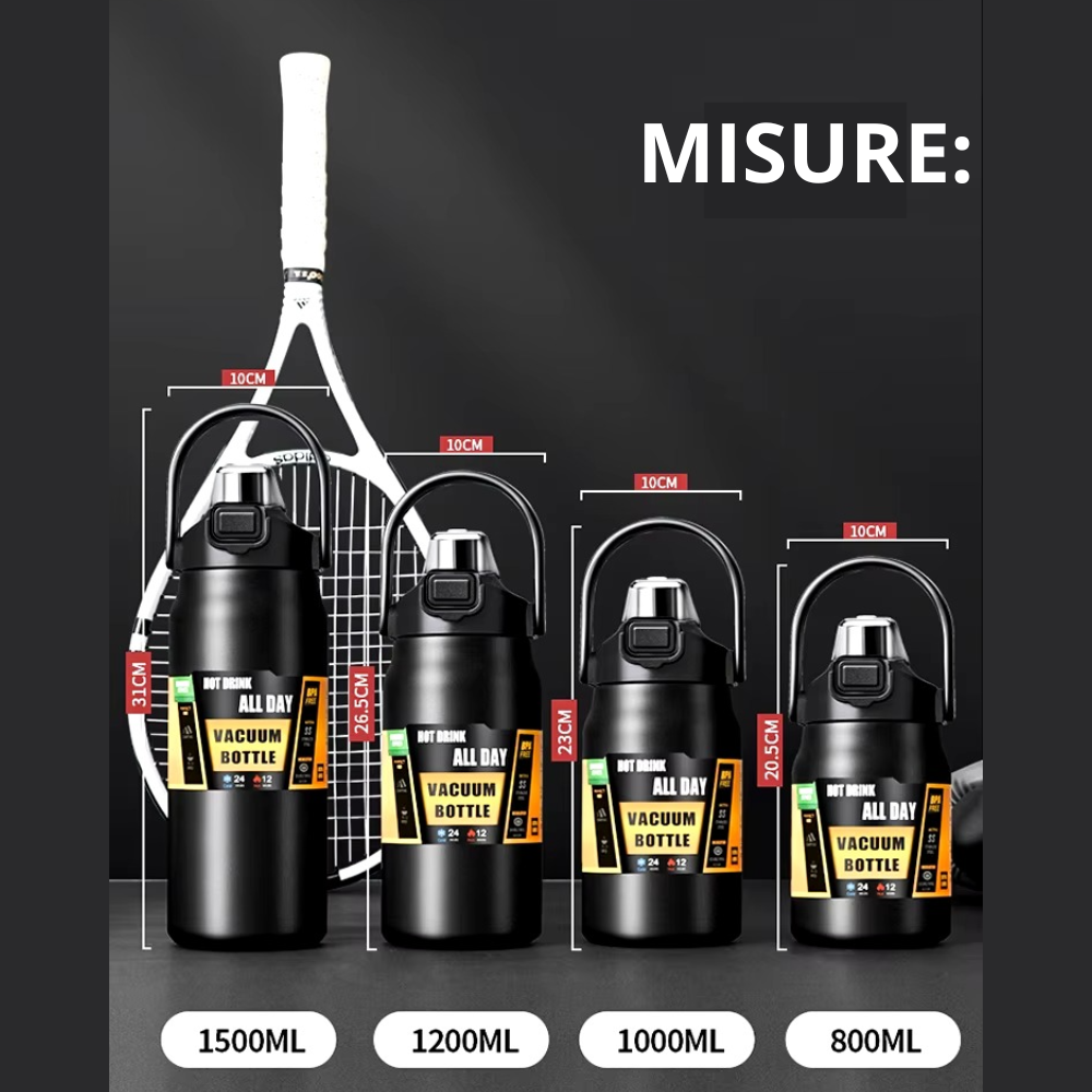 Borraccia Termica  in Acciaio Inossidabile con Cannuccia | Isolamento 24h Freddo/8h Caldo | Thermos Sportivo Portatile